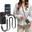 MAGEASY Compatible with iPhone 17 Pro Max 6.9" Wallet Case with Crossbody Strap - Coin Purse & Card Slot, with Leather Crossbody Lanyard, 16ft Ultimate Drop Protection | Pouch (Black)