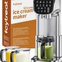 Ice Cream Maker Machine 12-in-1, Full Automatic Stainless Steel Homemade Ice Cream Maker for Sorbet, Milkshake, Frozen Yogurt & More, Easy to Clean Ice Cream Machine, (3) Family-Sized Tubs
