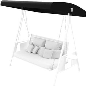 Outdoor Swing Canopy Replacement, Patio Swing Canopy Replacement, Outdoor Waterproof Top Cover Seat Furniture 3 Seater Chair Top Cover for Garden Patio Porch Hammock (Black)