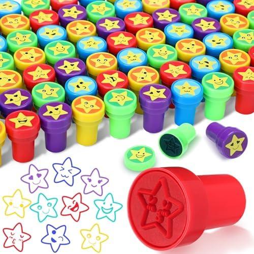 Yexiya 100 Pcs Star Stampers Mood Expressions and Comments Photosensitive Teacher Review Stamps Bulk Education Review School Prizes Supplies and Party Favors