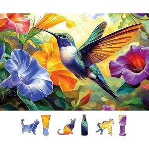 MINIWAN 500 Piece Hummingbird Flower Jigsaw Puzzle for Adults, Seniors - Puzzle with Letters on Back & Reference Poster, 23"x15" Premium Home Decor Puzzle