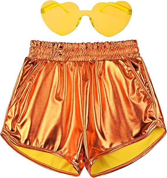 Perfashion Girls Metallic Shorts Shiny Hot Short Sparkly Party Pants & Sunglasses
