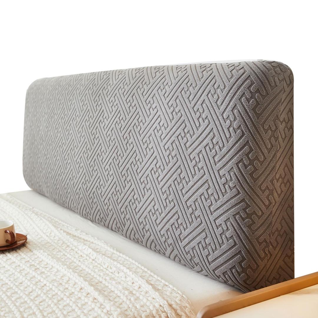 Stretch Bed Headboard Cover Full Queen King Size, Dustproof Bed Head Protector Cover, Washable Jacquard Headboard Slipcover for Bedroom Decor (Gray, 78.7in/2.0m)