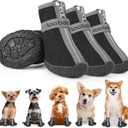 Dog Shoes Small Size Dogs - Dog Boots & Paw Protectors for Hot Pavement Winter Rain Snow, Waterproof Dog Booties with Reflective Strap for Outdoor Hiking Walking Running Training Size 1