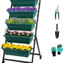 EDOSTORY 4.5 FT Height Vertical Garden Planter Removable Pale Green Raised Bed Box with 5 Container Boxes,Digging Claw Gloves,Trowel,Purning Shears for Outdoor Vegetables Flowers