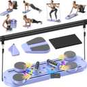 Pilates Board,Foldable Pilates Reformer Equipment with Timer, 7-in-1 Multi-Purpose Portable Pilates Reformer Machine Home Pilates Kit for Home Workout,Fitness,Exercise,Abs (Purple)
