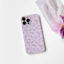 NITITOP for iPhone 16 Pro Case Cute Flower Floral Leaves - Purple | Aesthetic, Flower branch, For girls women, Slim fit, Soft TPU, Shockproof, Protective, Waterproof