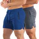 PIDOGYM Men's 5" Gym Workout Shorts,Fitted Jogging Short Pants for Bodybuilding Running Training with Zipper Pockets S