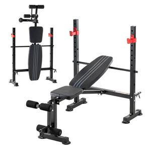 KMFurnila Adjustable Weight Bench Set, 650 LBS Foldable Bench Press