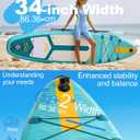 11'34" Extra Long/Extra Wide Premium Inflatable Stand Up Paddle Board (SUP) Portable & Lightweight for Yoga, Surfing, Family Fun | Complete Kit with Paddle, Pump, Bag | Durable Design