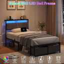 Twin Size Storage Bed Frame with 2 Drawers & Charging Station