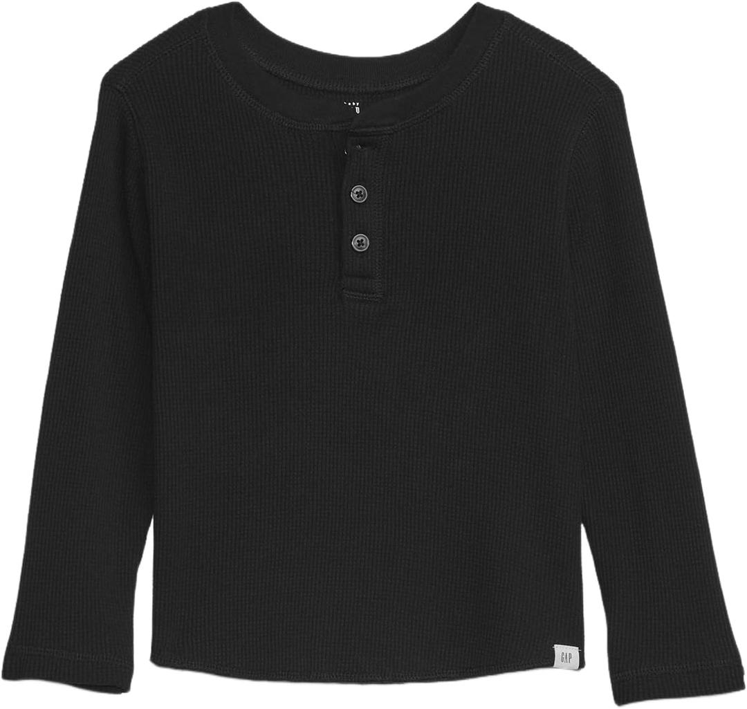GAP Baby Boys' Thermal Long Sleeve (3-6 Months, True Black)