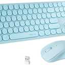 x UBOTIE Wireless Keyboard and Mouse Combo with 110 Round Keycaps, Power Switch, and Scissor-Switch Typing Feel – Ideal for Office Use (Blue)