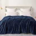 Exclusivo Mezcla Plush Fuzzy Fleece Bed Blanket Queen Size, Super Soft, Fluffy and Warm Blankets for Couch, Bed, All Season (Navy Blue, 90x90 inches)