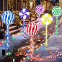 ElectricWise Christmas Lollipop Pathway Lights Outdoor, 27.5 Inch Peppermint Pathway Lights, Set of 6 Outdoor Christmas Decorations with 5 Modes and Music for Holiday Patio Yard Garden(Colorful)
