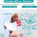 32PCS 1MM Thick 6x6 Inch Flexible Acrylic Mirror Tiles - Removable Silver Mirror Stickers for Home Wall Decoration