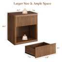 Curlaky Night Stand Fluted Nightstand with Drawers, Wood Bedside Table End Tables, Large Storage Nightstands, Mid Century Modern Night Stands for Bedroom, Walnut