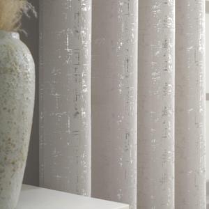 Taisier Home Silver Foil Print Linen Textured Curtains Geometric Dots Pattern Design Curtains for Nursery Toy Room Thermal Insulated Window Treatment 2 Panels 54" L,Beige and Silver Drapes Print
