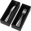 Premium Bamboo Kitchen Drawer Organizer - Set of 2, Stackable Utensils Holder, Storage Box Tray for Kitchen Drawers, Cabinet, Utensil, Silverware, Spatula, Flatware or Makeup, Vanity, Bathroom(Black)