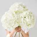 3pcs 26 inch Extra Large Super Huge Big Realistic White Hydrangea Artificial Flowers Faux Fake Silk Hydrangea Flowers with Stems for Outdoor Wedding Party Office Home Decoration