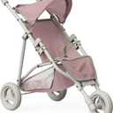 Olivia's Little World Doll Jogging-Style Stroller with Canopy, Storage Underneath, Pink and Cream and Gray