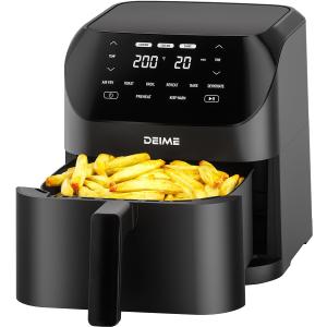 Air Fryer 6.2 QT Large Capacity Oilless Hot Air Fryers Oven 1500W Healthy Cooker with 8 Presets, Digital LCD Touch Screen, Visual Cooking Window, Non-Stick Basket, Included Recipe (Black-M)