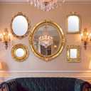5 Pcs Vintage Gold Mirror Luxury Set Small Gold Mirrors Gallery Wall Mirror Hanging Antique Art Decor for Wall Living Room Entryway Assorted Sizes (15in/7in/6in/4in,Vintage Style)