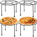 Elsjoy Set of 4 Black Pizza Stand Holder, 9.5 Inch Tabletop Pizza Pan Riser Stand Metal Wire Pizza Rack for Serving, Table Pizza Display Stand for Party, Home, Restaurant