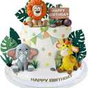 23pcs Safari Animal Cake Topper, Jungle Wild Cake Toppers with Leaves Balls Cake Decorations for Safari Animals Themed Birthday Party Decorations (Jungle Wild Animal Style)