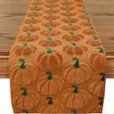 Soft Plush Faux Fur Jacquard Pumpkins Fall Rustic Table Runner, Seasonal Autumn Kitchen Dining Fall Table Decoration Halloween Table Runner for Home Party Decor 13x72 Inch Thanksgiving Decorations