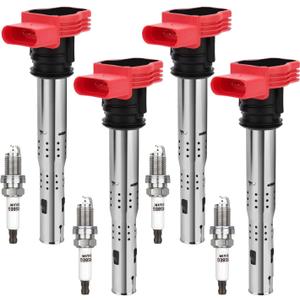 UF529 Ignition Coil & 4644 Double Iridium Spark Plug For Audi A3 A4 allroad Quattro A5 Q5 TT, For VW Beetle CC Eos Golf GTI Jetta Passat Tiguan Replaces# 06E905115 GN10446 C1631