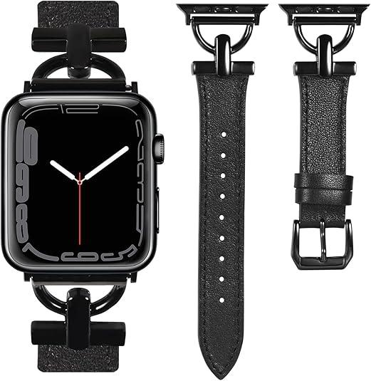 Wearlizer Leather Band Compatible with Apple Watch Bands Women 41mm 40mm 38mm 49mm 46mm 45mm 44mm 42mm, Fancy Dressy Strap for iWatch Series 11 10 9 8 7 6 5 4 3 SE/Ultra 3 2 1