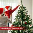 2 x 60 Pcs Khaki Christmas Velvet Bows for Christmas Tree, 5x7 Inch Pre-Tied Vintage Ribbon Bows Ornaments for Gift Wrapping Wreaths Garland Xmas Holiday Dcor (3/8")