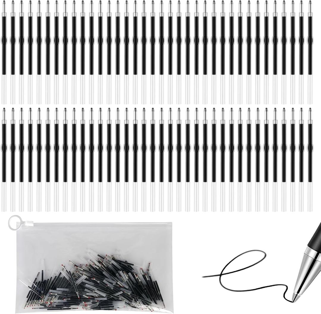 200Pcs Beadable Pens Refills - 1.0mm Ballpoint Pens Supplies - Black Ink (2.44 Inch)