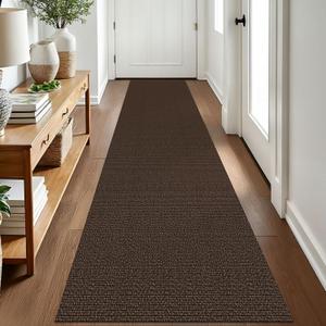 EARTHALL Washable Runner Rug 2x8 Ft Non Slip Runners for Hallways Cotton Rubber Backed Kitchen Runner Braided Indoor Floor Carpet Runners for Entryway, Hallway, Kitchen, Bedroom, Brown/Coffee