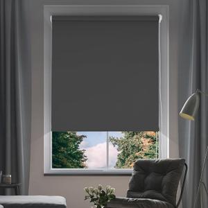 NUTRO CHILL Window Roller Shades Blinds, 100% Blackout Gray Roller Blinds Quick Installation Roller Shades Blackout for Bedroom (25"W x 68"H, Charcoal Gray)