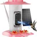 Hummingbird Feeder with Camera Outdoor, SV3C Hanging Bird Feeder with Ant Moat & Bee-Proof, HD 2K Solar Powered, AI Bird Identify, Instant App Alerts, Auto Capture, Hummingbird Lover Gifts, 21oz, Pink