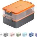 Linoroso Stackable Bento Lunch Box | Meet All Your On-the-Go Food, Salad and Snack Needs, Premium Adult Lunch Box Includes Utensil Set, Dressing Containers - Lava Orange