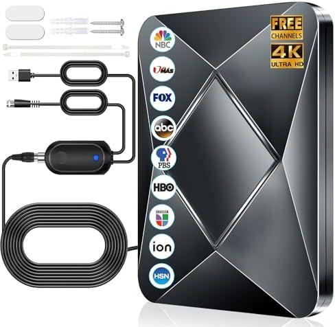 2026 Upgraded TV Antenna, 3600+ Miles Range Indoor/Outdoor Digital Antenna for Smart TVs and All Old TVs, HDTV Antenna for Local Channels with Amplifier, Supports 8K 4K 1080p - 38ft Coax Cable