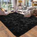 Black Rug for Bedroom, Soft Shaggy Modern Shag 4x6 Area Rugs for Living Room, Upgrade Non-Slip Plush Fluffy Carpet for Kids Boys Girls Room Dorm Home Decor Aesthetic