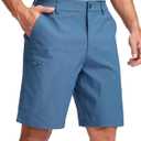 Pudolla Men's Casual Shorts 9 Inch Golf Shorts Stretch Dress Work Shorts for Men with 4 Pockets Quick Dry Lightweight (Slate Blue-9"-36)