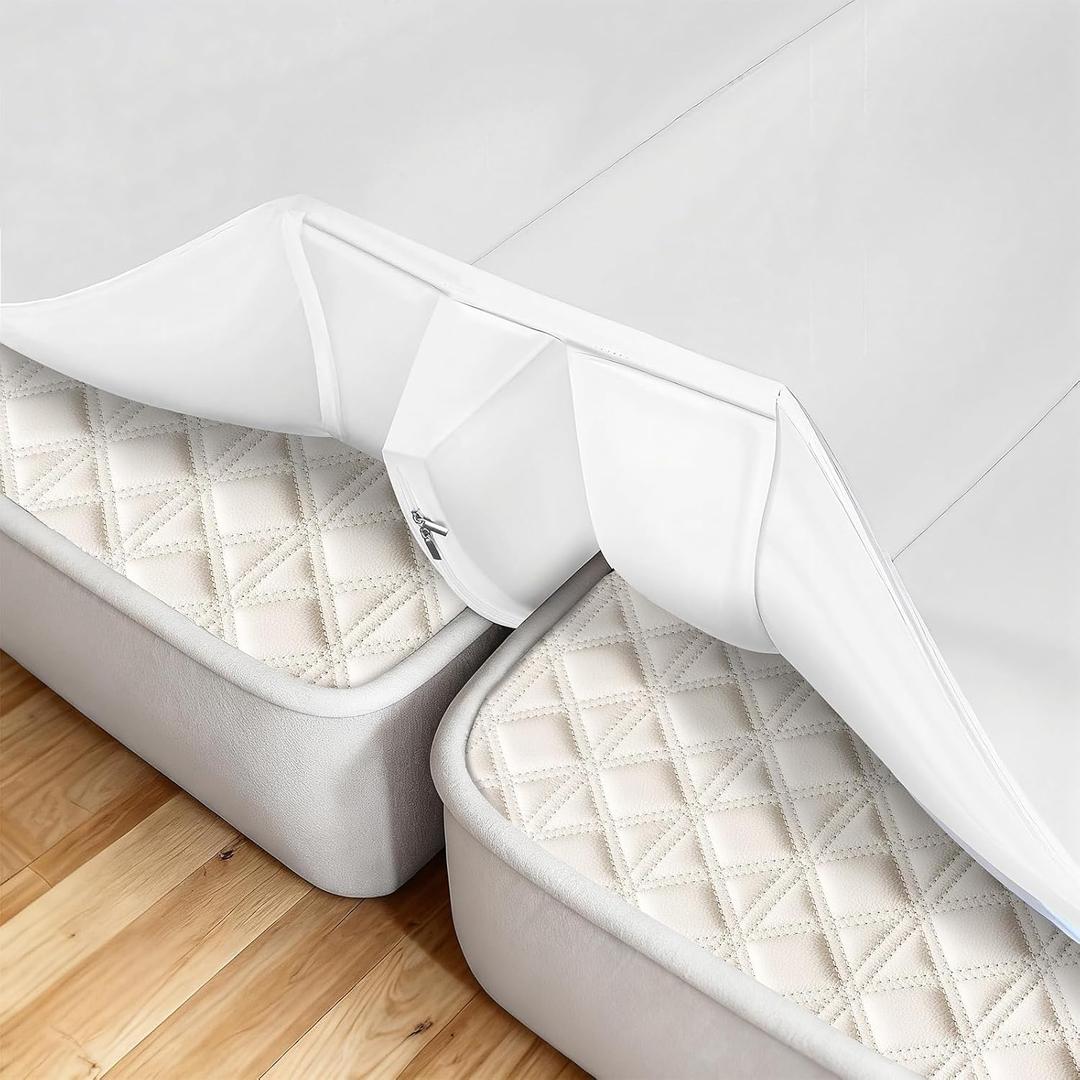 Sheet-Style Bed Bridge Connector for Twin to King Mattresses - Removable Foam Gap Filler with Locking Straps (Also Fits Twin XL/King)