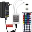 Yiliaw 44 Keys IR Remote Controller Kit - Includes Wireless Rectifier Control Box and DC 12V 3A Power Supply Adapter - Replacement Control for SMD 5050 3528 2835 RGB LED Strip Lights