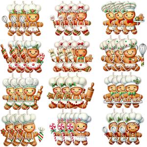 Soaoo 36 Pcs 7.9 Inch Gingerbread Cooking Christmas Outdoor Decorations Large Hanging Christmas Ornaments Double Sided Xmas Plastic Decor for Xmas Tree Office Home Yard Porch Holiday