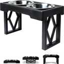 Pet Zone Elevated Dog Bowls Designer Diner 3 Height Adjustable Raised Dog Bowl Stand with 2 Stainless Steel Bowls (7 Cup Capacity Each)