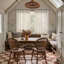 Linen Kitchen Curtains,36 Inch Length Light Filtering Sheer Short Cafe Window Curtains Tier,Pinch Pleated Small Kitchen Drapes for Windows,2 Panels,(36" W x 36" L Natural)