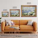 Large Framed Vintage Wall Art Sailboat Painting Nautical Seascape Landscape Canvas Print Hydrangea Flower Pictures Summer Poster Antique Lake House Decor for Living Room Bedroom Office 24x36inch
