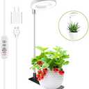 Kullsinss Grow Lights for Indoor Plants, Full Spectrum Halo Growing lamp with Detachable Base, Height Adjustable, 3 Colors, 10 Dimming, Automatic Timer, Plant Light for Succulents Small Plants