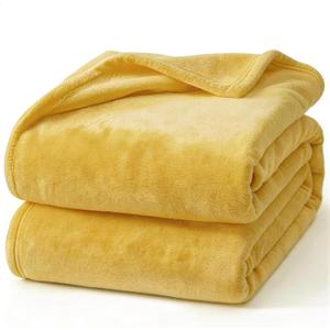 Hansleep Fleece Yellow Queen Blanket, Super Soft Flannel Fuzzy Plush Cozy Blanket for All Seasons, Yellow, Queen 90x90 Inches