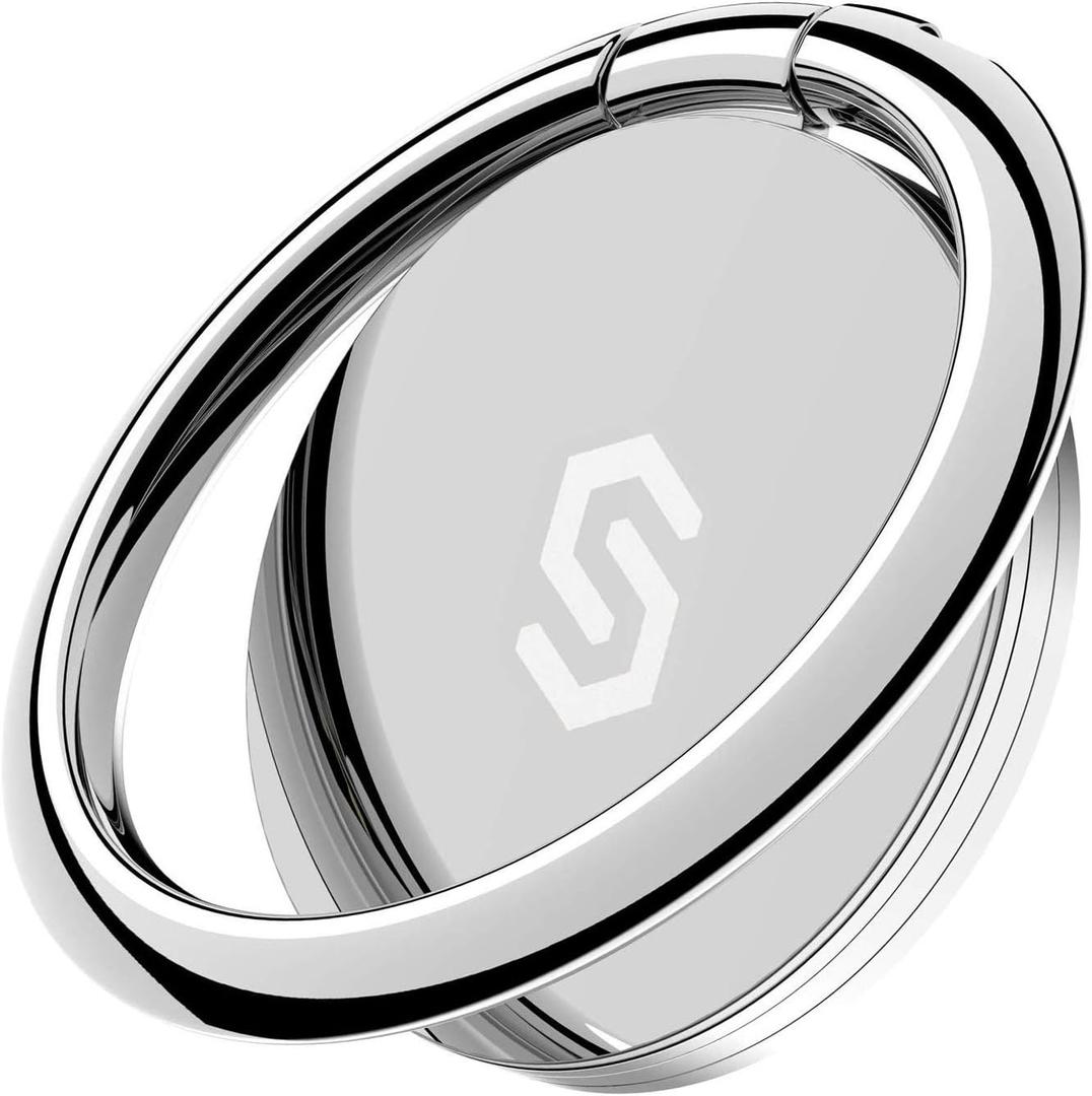 Syncwire Cell Phone Ring Holder Stand, 360 Degree Rotation Finger Ring Kickstand with Polished Metal Phone Grip for Magnetic Car Mount Compatible with iPhone, Samsung, LG, Sony - Silver (1 Pack)